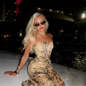 Retrofête Nicole Silk Chiffon Dress in Vintage Cheetah